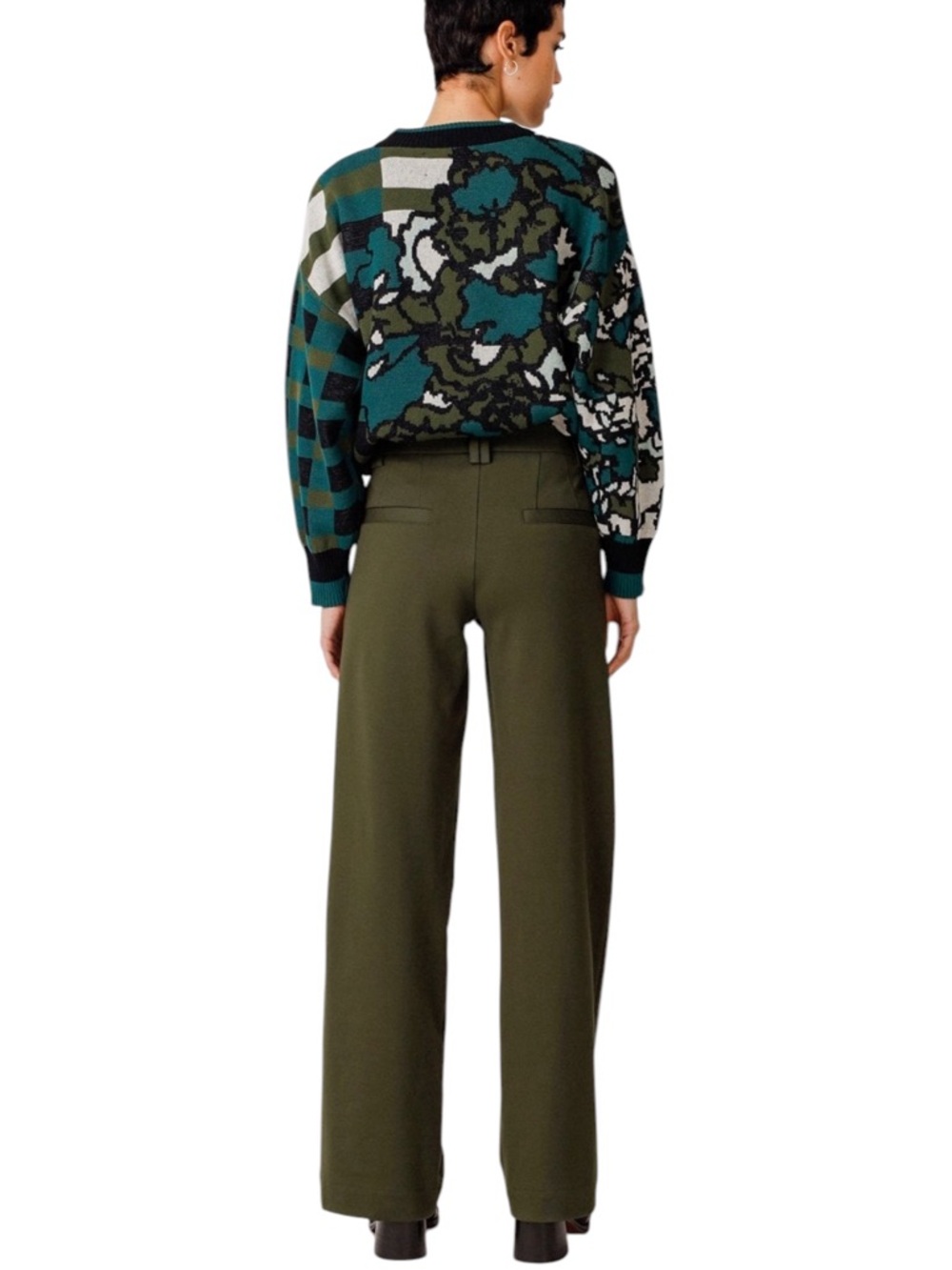 SKFK Deep Green Tencel Straight Leg Trousers Mid Rise Tailored Pants US 6 NWT - Picture 6 of 12